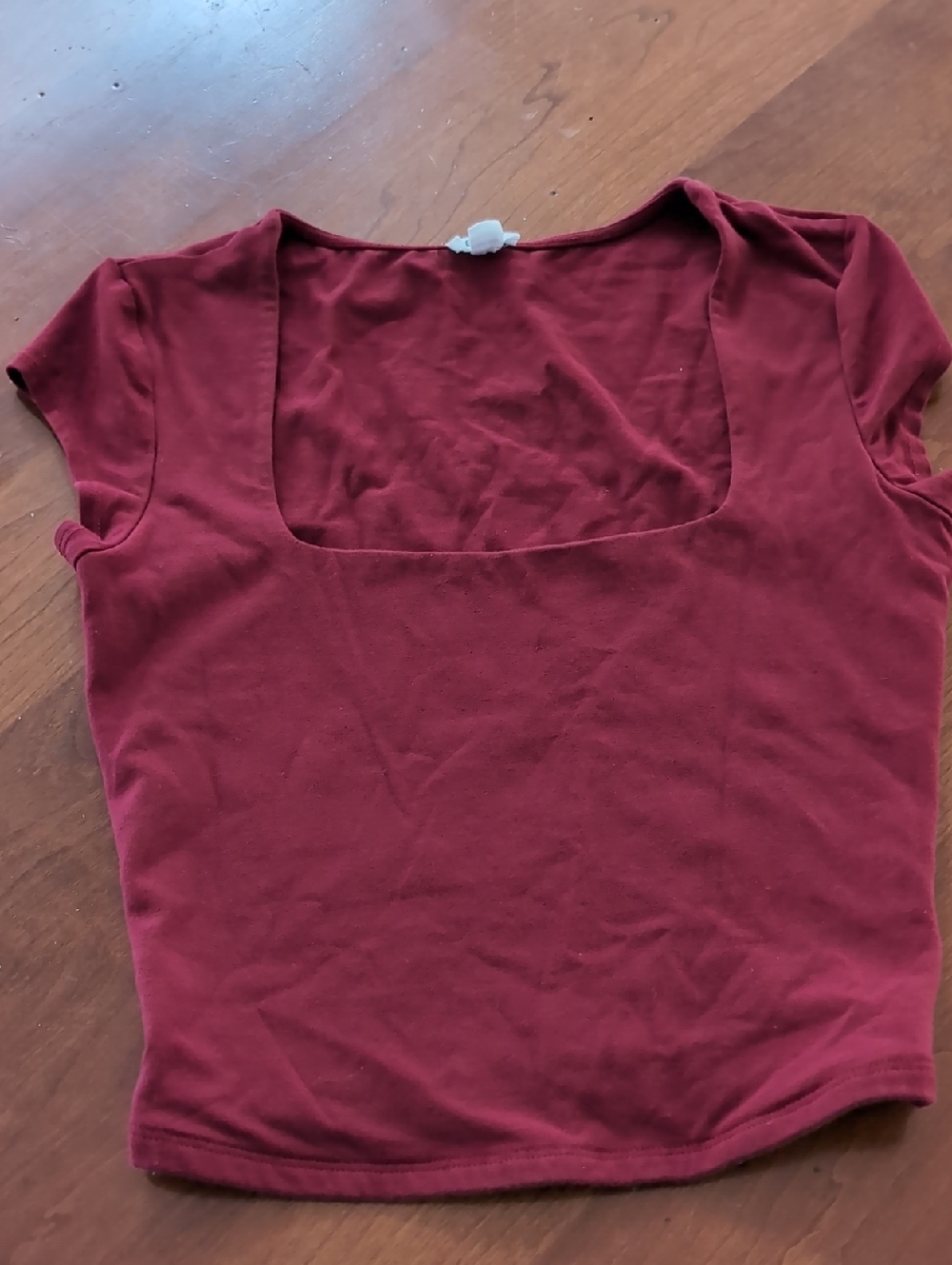 Garage Maroon Square Neck Crop Tee